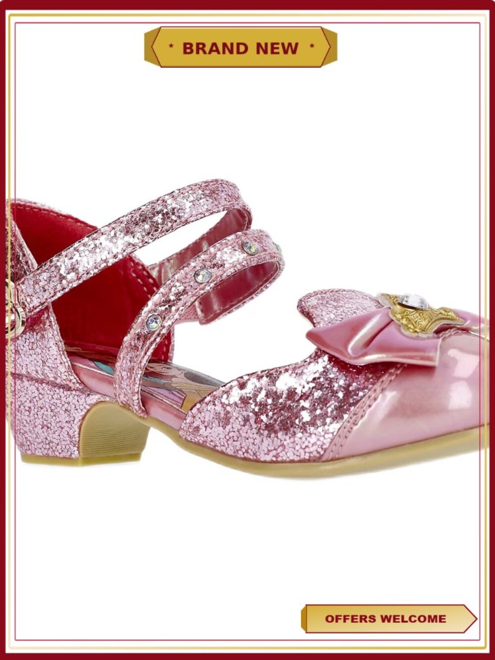 Disney Princess Toddler Girls Low Heel Dress Up Shoes Faux Leather